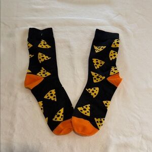 Black and Orange Pizza Pattern Socks